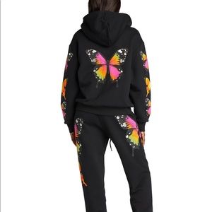 I am Gia black butterfly zip up hoodie